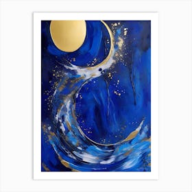 Moon And Waves Art Print