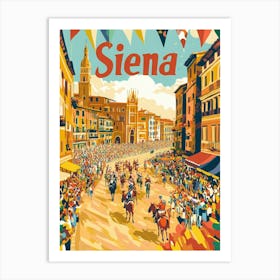 Aihrgdesign A 1970s Inspired Travel Poster For Siena Depictin 12f956f0 A9b5 4397 8c90 Ea1497db9534 2 Art Print