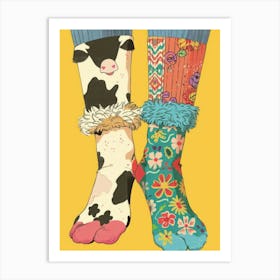 Cow Socks Art Print