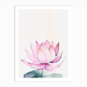 Pink Lotus Minimal Watercolour 1 Art Print