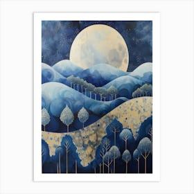 Moonlight Over The Hills Style Abstract Art Print