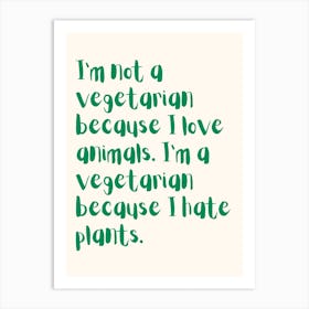 Vegetarian Green 2 Kitchen Typography Art Print