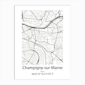 Champigny Sur Marne,France Minimalist Map Art Print