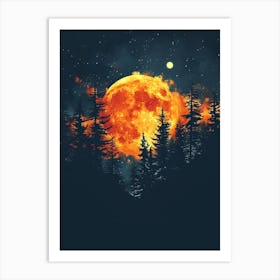 Full Moon In The Forest 3 Art Print