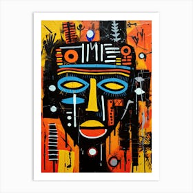 African tribe man, Basquiat style Art Print