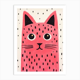 Pink Polka Dot Cat 3 Art Print