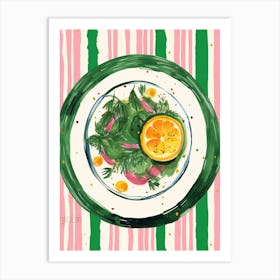 A Plate Of Leeks, Top View Food Illustration 2 Art Print