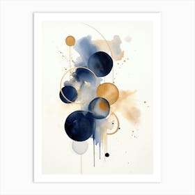 Blue And Gold Abstract Painting Art Print