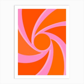 Orange And Pink Swirl Retro Sunset Art Print