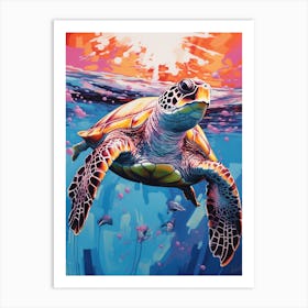 Paint Splash Sea Turtle 2 Art Print