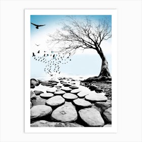 Tree And Stones Art Print