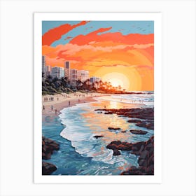 Sunkissed Painting Of Coolangatta Beach Australia 1 Art Print