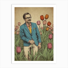 Man In Tulips Art Print