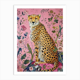 Floral Animal Painting Cheetah 1 Art Print