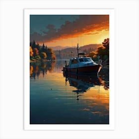 Sunset Boat Art Print