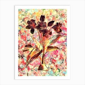 Impressionist Crinum Giganteum Botanical Painting in Blush Pink and Gold Art Print