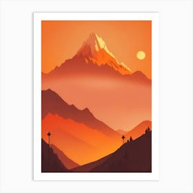 Misty Mountains Vertical Composition In Orange Tone 240 Art Print