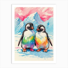 Rainbow Penguins Art Print