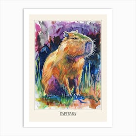 Capybara Colourful Watercolour 1 Poster Art Print