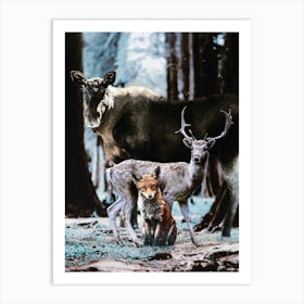 Moose And Fox Art Print