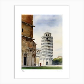 Pisa, Tuscany, Italy 4 Watercolour Travel Poster Art Print