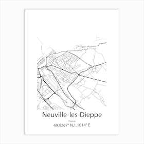 Neuville Les Dieppe,France Minimalist Map Art Print