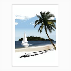 Sailboat On The Beach 1 Art Print