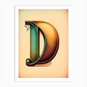 D, Letter, Alphabet Retro Drawing 4 Art Print