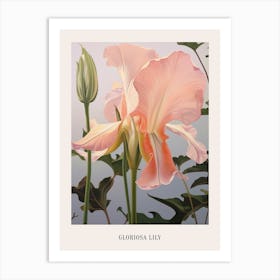 Floral Illustration Gloriosa Lily 3 Poster Art Print