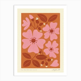 Wild Rose Modern-Retro Pink and Orange Wild Flower Art Print Art Print