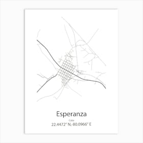 Esperanza,Cuba Minimalist Map Art Print