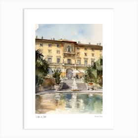 Villa D'Este, Tivoli, Italy 4 Watercolour Travel Poster Art Print