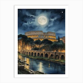 A Celestial Vigil at the Colosseum Art Print