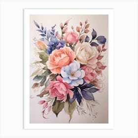 Watercolor Flowers Art Print