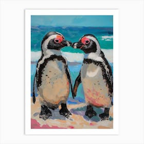 African Penguin Paradise Harbor Oil Painting 2 Art Print