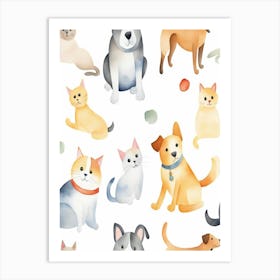 Cat And Dog Art Print