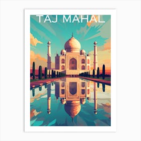 Colourful India travel poster Taj Mahal Art Print