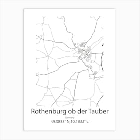 Rothenburg Ob Der Tauber,Germany Minimalist Map Art Print