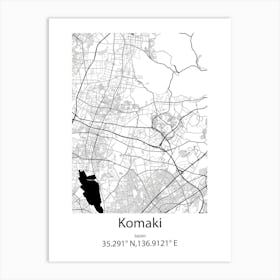 Komaki,Japan Minimalist Map Art Print