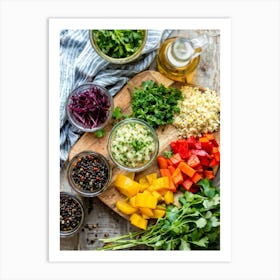 Fresh Vegetable And Organic Food Mix Showcasing Vibrant Greens Root Vegetables Sliced Thinly Sprig (3) Poster