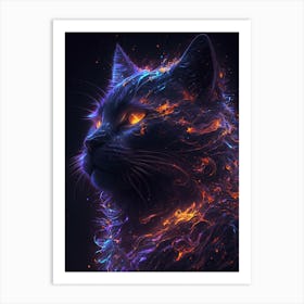 Universe Fire Cat Art Print