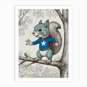 Squirrel In Superhero Costume Art Print