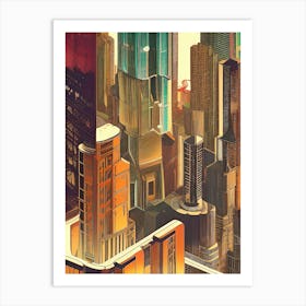 City Buildings Urban Skyline Skyscrapers Downtown Structures Art Print