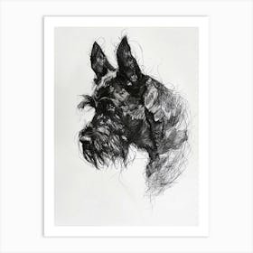 Furry Short Haired Dog Line Sketch 1 Art Print