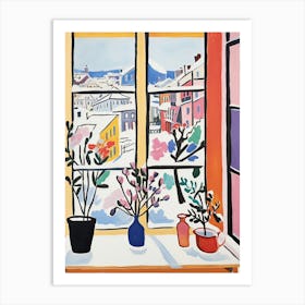 The Windowsill Of Reykjavik   Iceland Snow Inspired By Matisse 3 Art Print