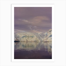 Icelandic Glacier Lake In Purple Sunset Art Print