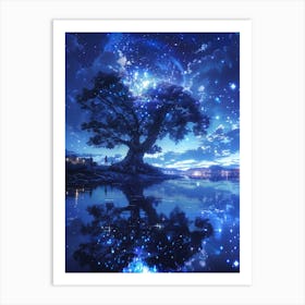 Tree In The Night Sky 1 Art Print