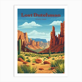 Lost Dutchman State Park Desert Digital Travel Art Art Print