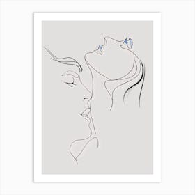 Blind Love Outline Art Print