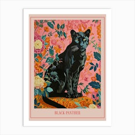 Floral Animal Painting Black Panther 2 Poster Art Print